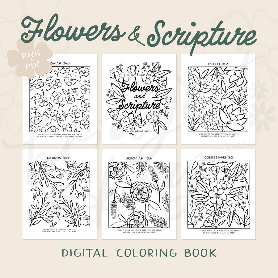 Flowers and Scripture: A Digital Coloring Book