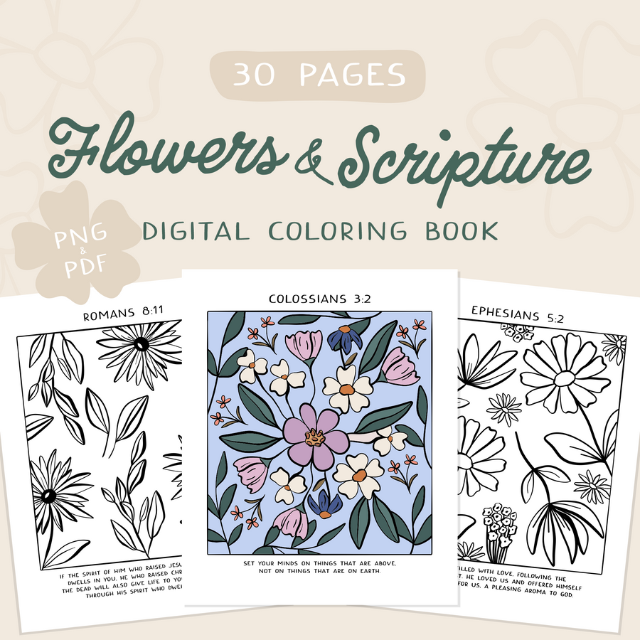 Flowers and Scripture: A Digital Coloring Book