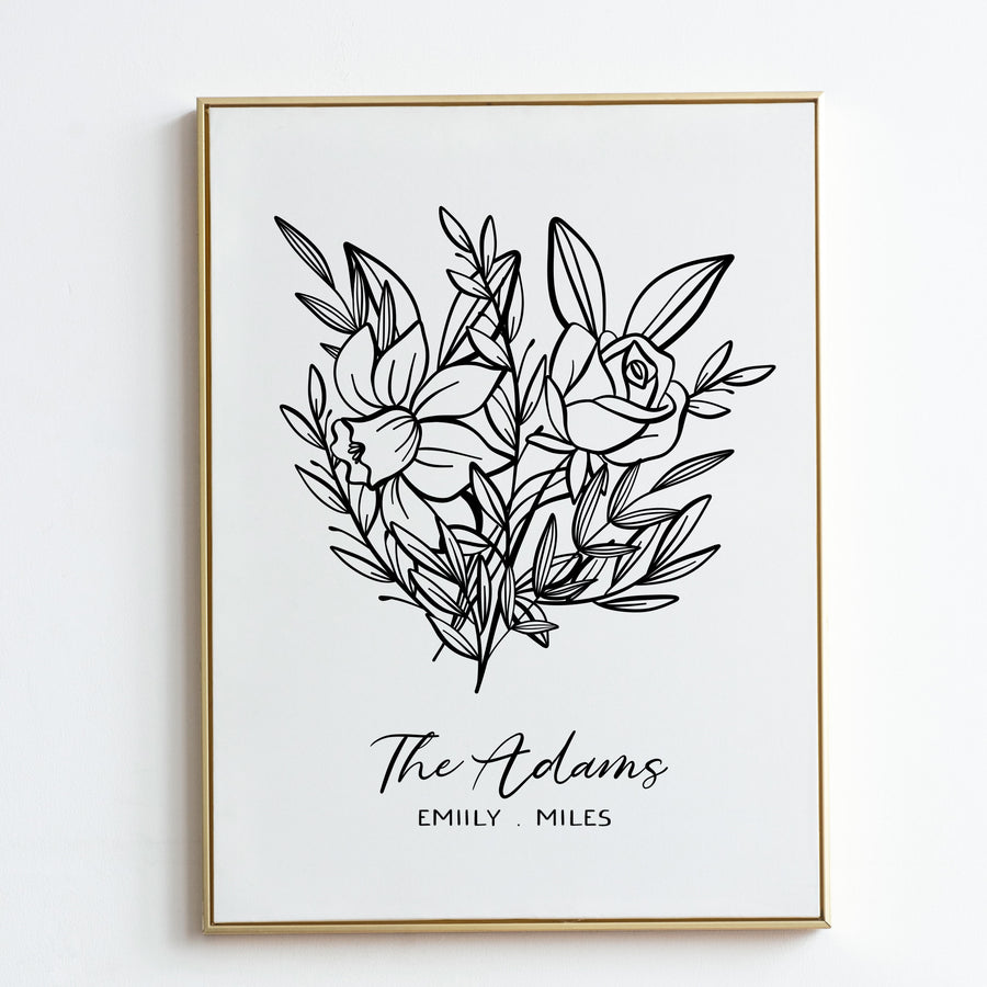 Custom Birth Flower Bouquet Print